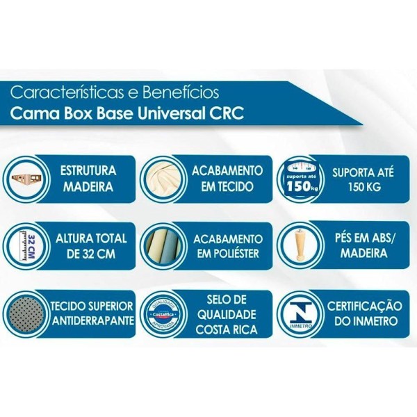 Encontraproduto.com.br - Cama Box King: Colchão Molas Bonnel Castor System Class + Base CRC Suede Gray(193x203)