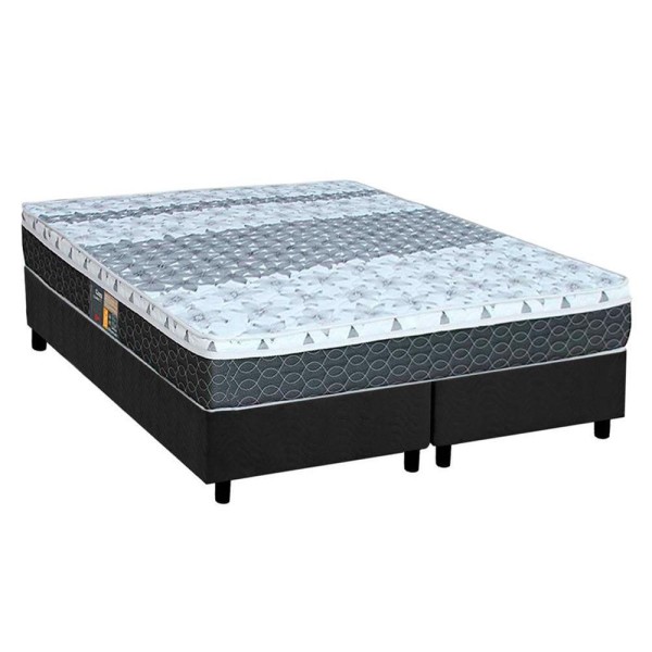 Encontraproduto.com.br - Cama Box King: Colchão Molas Bonnel Castor System Class + Base CRC Suede Gray(193x203)