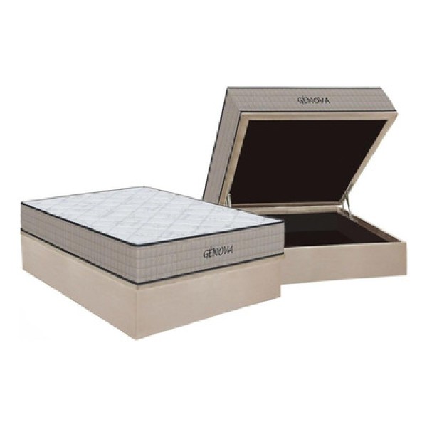 Encontraproduto.com.br - Conjunto Box Baú Casal: Colchão Espuma Orthoflex D45 Genova + Base CRC Suede Clean(138x188)