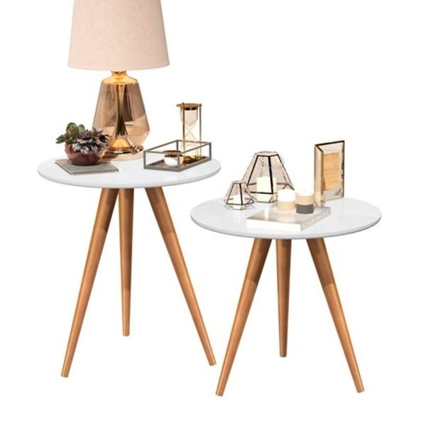Encontraproduto.com.br - Mesa Lateral E Apoio Dubai Dullar Móveis Cor: Branco