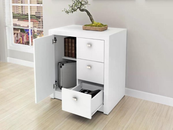 Encontraproduto.com.br - Balcão Para Escritório 1 Porta 3 Gavetas ME4111 Tecno Mobili