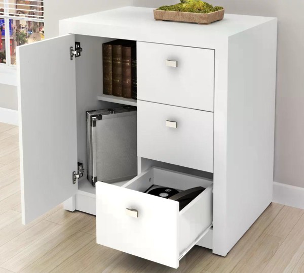 Encontraproduto.com.br - Balcão Para Escritório 1 Porta 3 Gavetas ME4111 Tecno Mobili