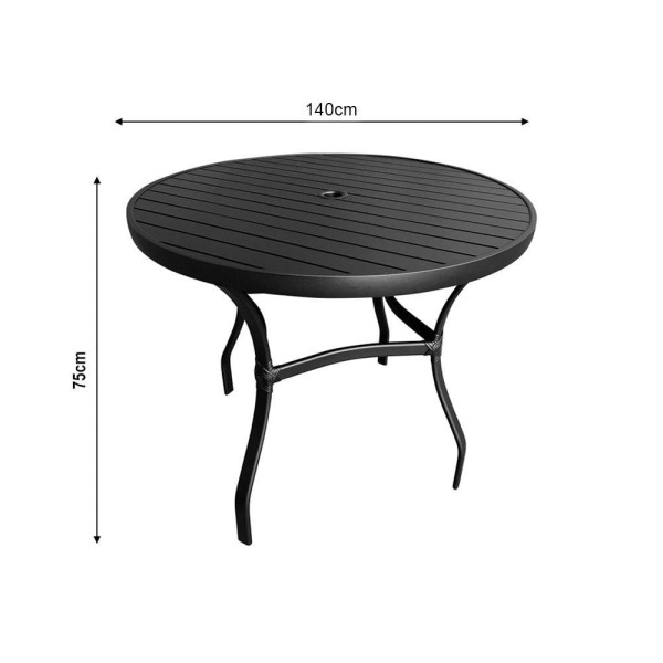Encontraproduto.com.br - Conjunto Mesa Redonda 1,40cm Com 6 Cadeiras Betta Em Alumínio Área Externa Preto