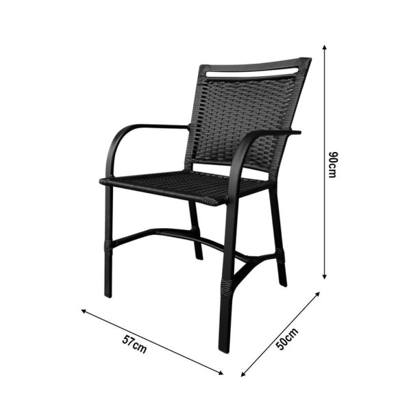 Encontraproduto.com.br - Conjunto Mesa Redonda 1,40cm Com 6 Cadeiras Betta Em Alumínio Área Externa Preto