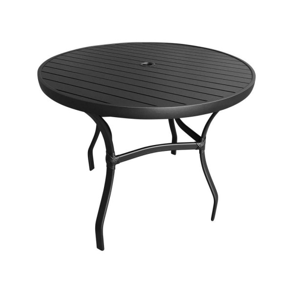 Encontraproduto.com.br - Conjunto Mesa Redonda 1,40cm Com 6 Cadeiras Betta Em Alumínio Área Externa Preto