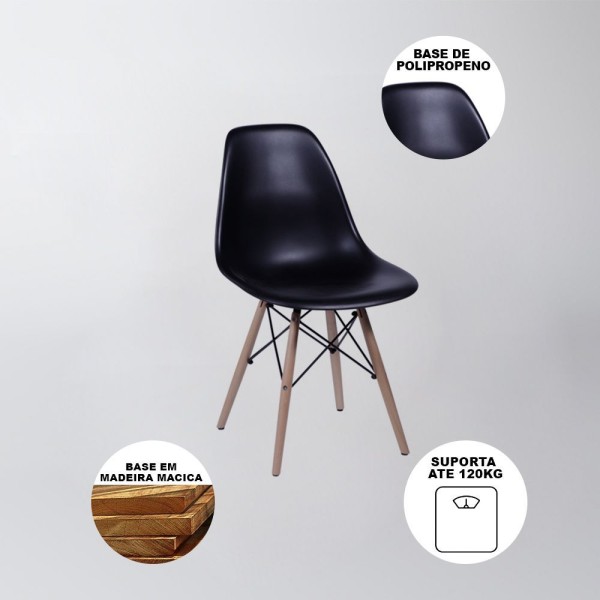 Encontraproduto.com.br - Mesa Jantar Industrial Retangular Amêndoa 137X90Cm Base Ferro Preto C/4 Cadeiras Pretas Amendoa