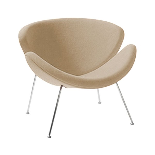 Encontraproduto.com.br - Poltrona Design Trevo Suede Bege Base Cromada - Cor: Bege