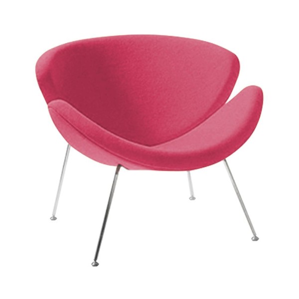 Encontraproduto.com.br - Poltrona Design Trevo Suede Rosa Base Cromada - Rosa