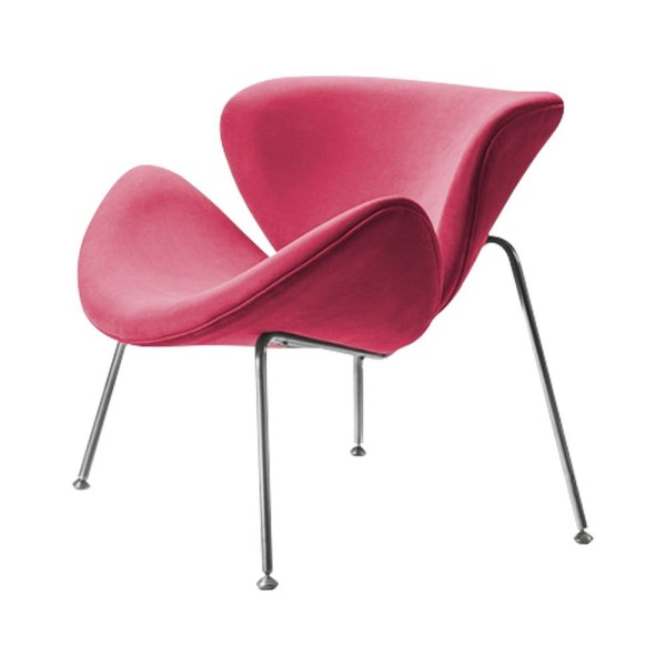 Encontraproduto.com.br - Poltrona Design Trevo Suede Rosa Base Cromada - Rosa