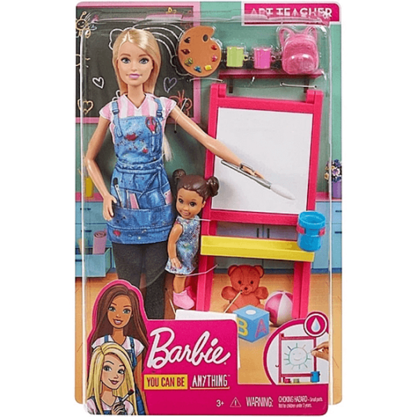 Encontraproduto.com.br - Boneca Barbie Kit Professora De Arte Loira Com Aluna Mattel GJM29