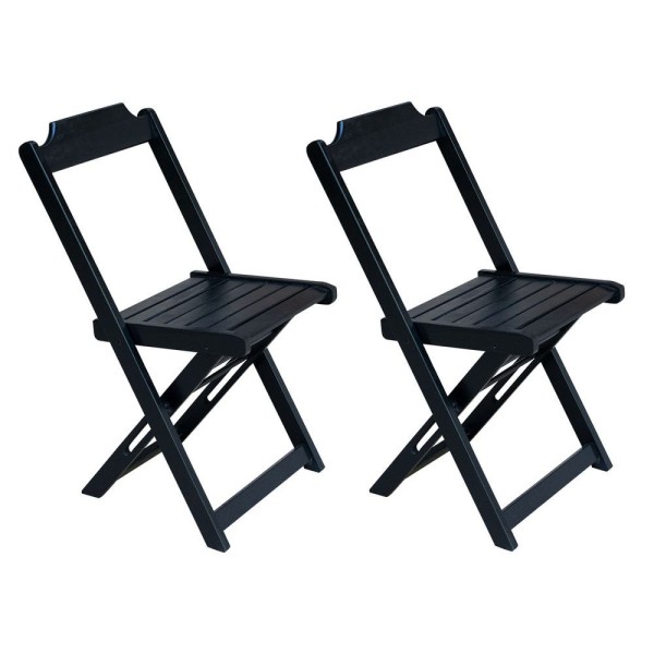 Encontraproduto.com.br - Jogo De Mesa Dobravel Com 2 Cadeiras De Madeira 70X70 - Preto