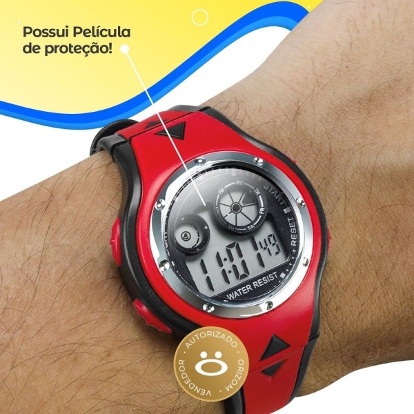 Encontraproduto.com.br - Criança Qualidade Premium Relogio Digital Silicone Infantil Presente Vermelho Esportivo Menino Preto