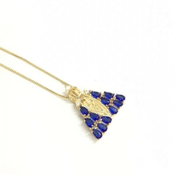 Encontraproduto.com.br - Gargantilha da Nossa Senhora Aparecida com Manto Azul
