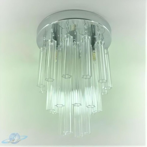 Encontraproduto.com.br - Kit Lustre Cristal Quadrado Plafon Redondo 20cm C- Lâmpada G9 5w Bf