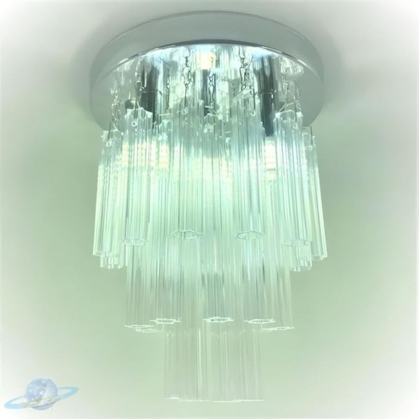 Encontraproduto.com.br - Kit Lustre Cristal Quadrado Plafon Redondo 20cm C- Lâmpada G9 5w Bf