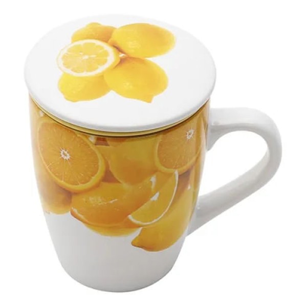 Encontraproduto.com.br - Caneca Porcelana com Infusor Limão 330ml 1149 Rojemac