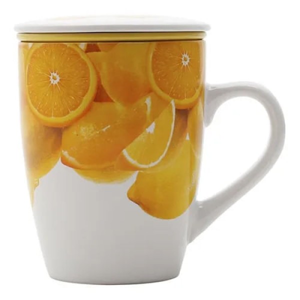 Encontraproduto.com.br - Caneca Porcelana com Infusor Limão 330ml 1149 Rojemac
