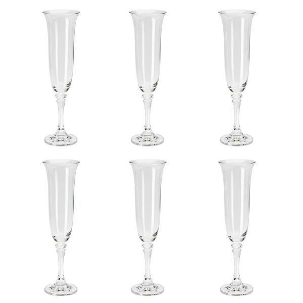 Jogo de taças champanhe em cristal Bohemia Kleopatra 6 peças 175ml