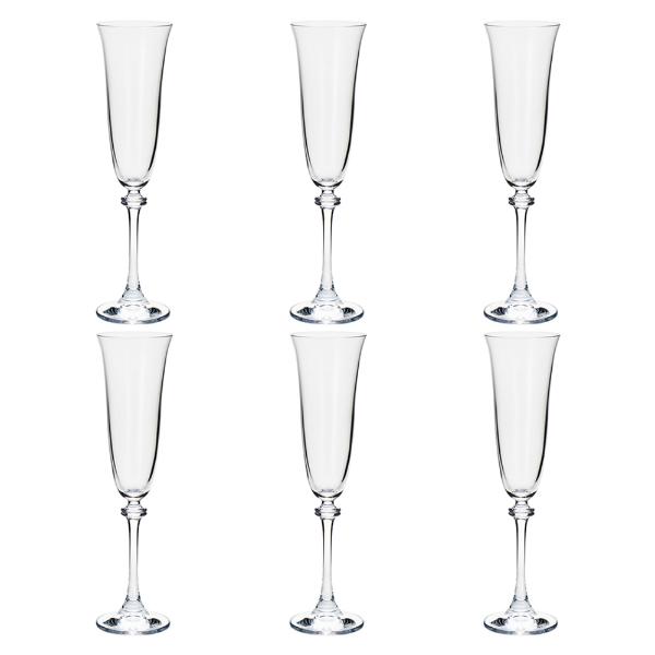 Encontraproduto.com.br - Jogo de taças champanhe em cristal Bohemia Alexandra 6 peças 190ml Incolor
