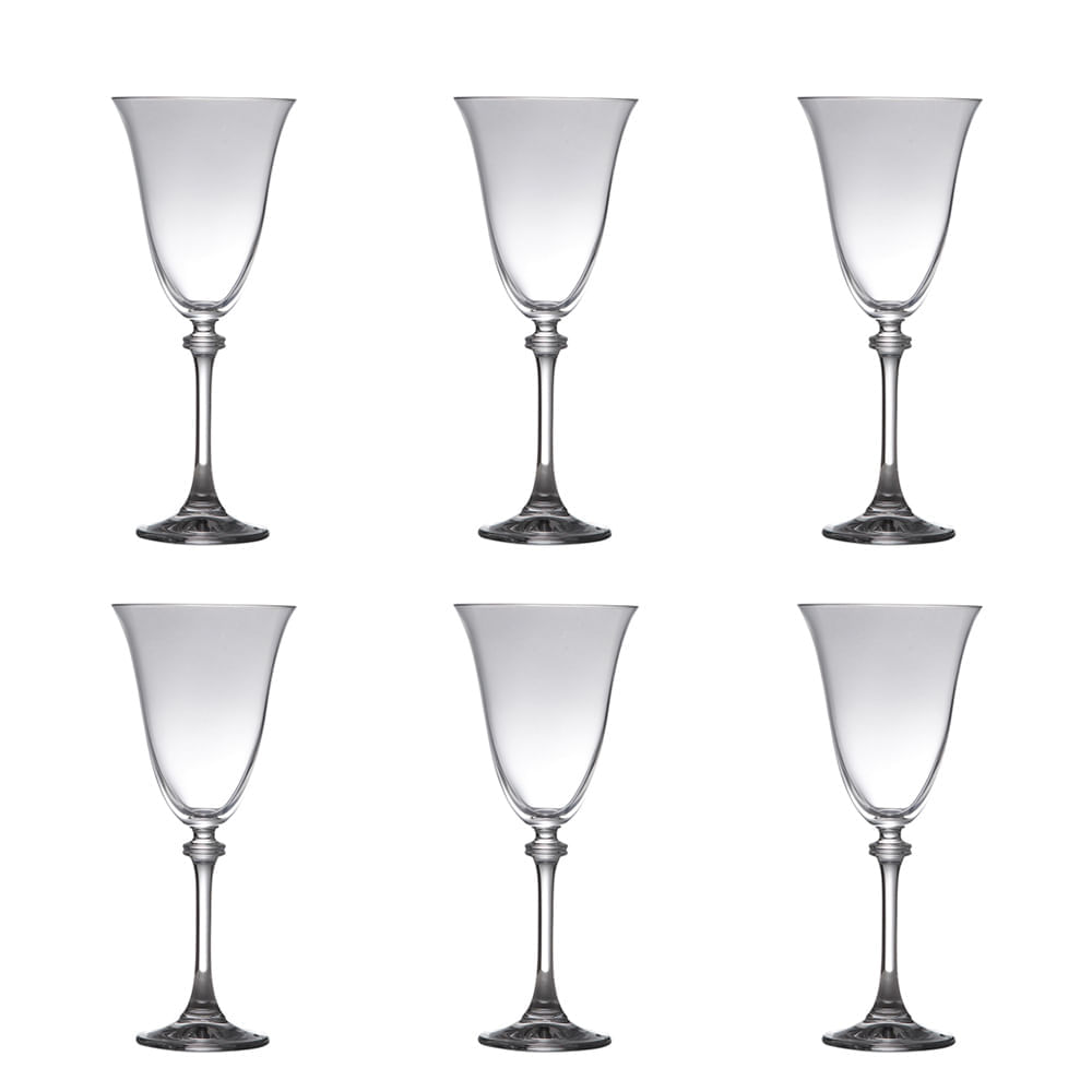 Jogo de taças água em cristal Bohemia Alexandra 6 peças 350ml Incolor