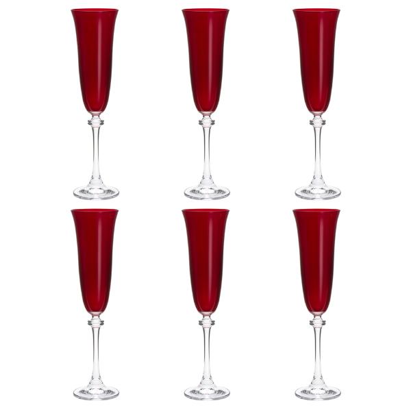 Encontraproduto.com.br - Jogo de taças champanhe em cristal Bohemia Alexandra 6 peças 190ml vermelha