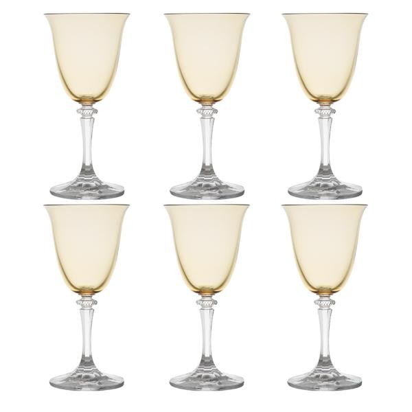 Jogo de taças vinho branco em cristal Bohemia Kleopatra 6 peças 250ml ambar