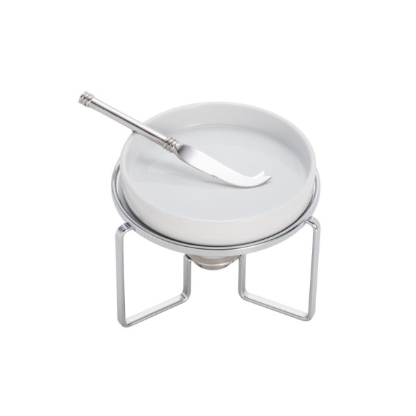 Encontraproduto.com.br - Rechaud de Aço Inox para Queijo Brie com Faca 17,5cm x 13,5cm - Wolff