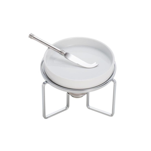 Encontraproduto.com.br - Rechaud de Aço Inox para Queijo Brie com Faca 17,5cm x 13,5cm - Wolff