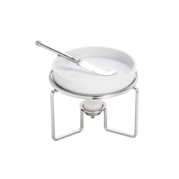 Encontraproduto.com.br - Rechaud de Aço Inox para Queijo Brie com Faca 17,5cm x 13,5cm - Wolff