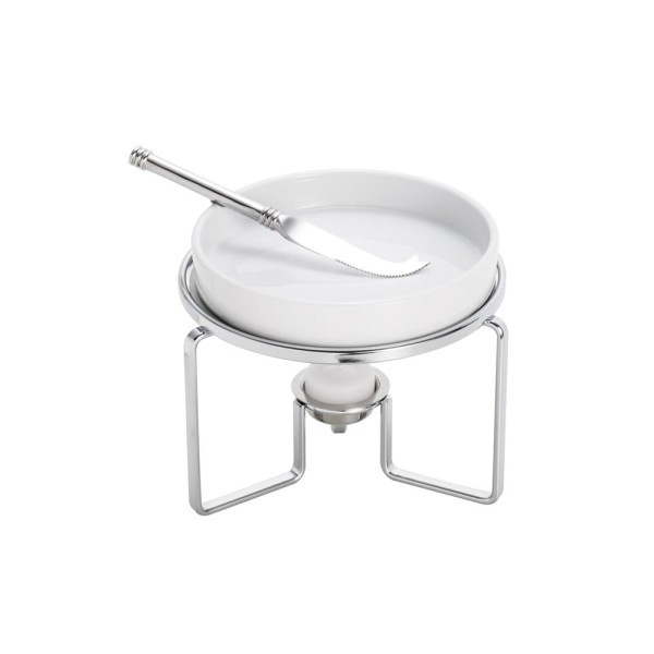 Encontraproduto.com.br - Rechaud de Aço Inox para Queijo Brie com Faca 17,5cm x 13,5cm - Wolff