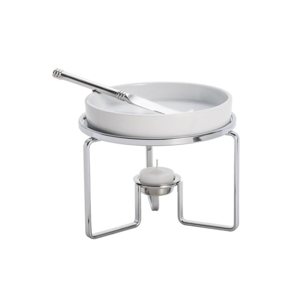 Encontraproduto.com.br - Rechaud de Aço Inox para Queijo Brie com Faca 17,5cm x 13,5cm - Wolff