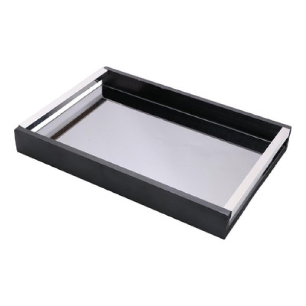 Bandeja de Madeira com Espelho Naturals Black 36cm x 25cm x 5cm - Woodart