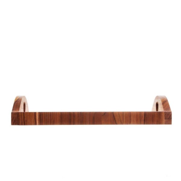 Encontraproduto.com.br - Bandeja Madeira Teca com Espelho Coração Black - 36 cm