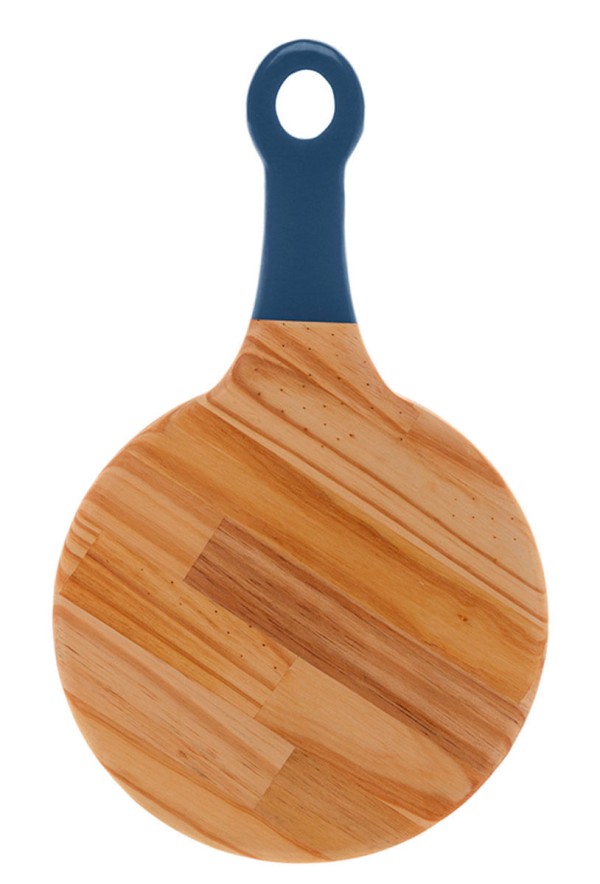 Encontraproduto.com.br - Tábua madeira c/alça laqueada Pinus azul 45x28x2cm