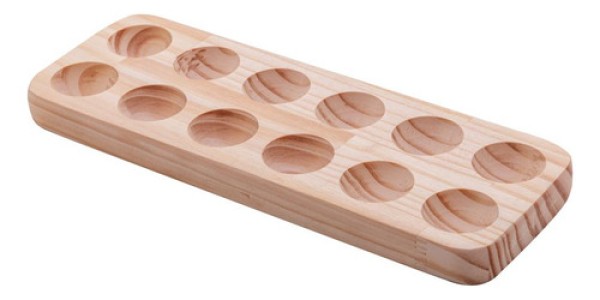 Porta Ovos de Madeira Pinus 31cm x 11cm x 2cm - Woodart