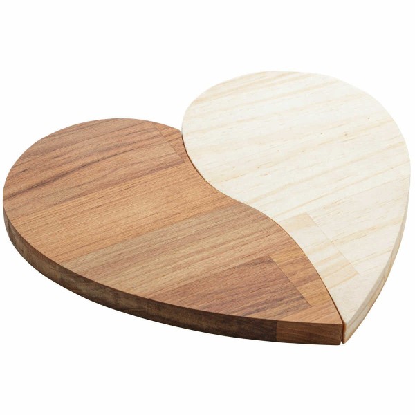 Encontraproduto.com.br - Tábua para Servir de Madeira Teca e Pinus Coração 33cm x 29cm x 2cm - Wolff Craft