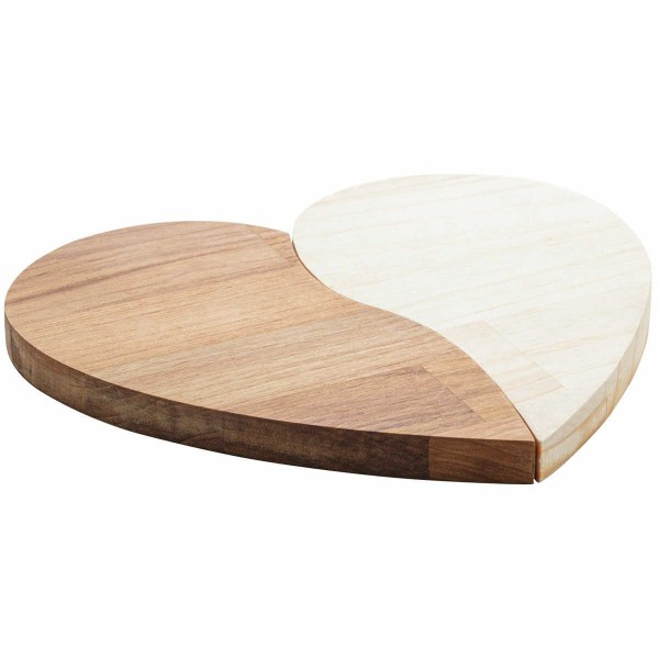 Encontraproduto.com.br - Tábua para Servir de Madeira Teca e Pinus Coração 33cm x 29cm x 2cm - Wolff Craft