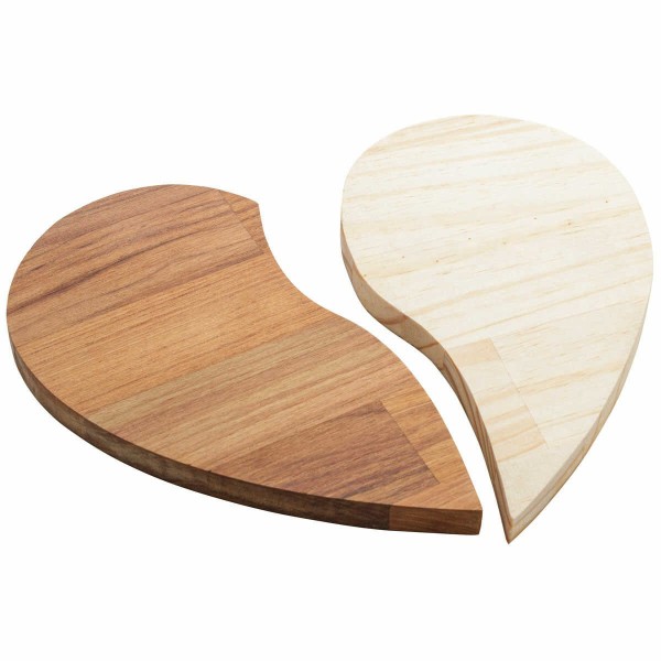 Encontraproduto.com.br - Tábua para Servir de Madeira Teca e Pinus Coração 33cm x 29cm x 2cm - Wolff Craft