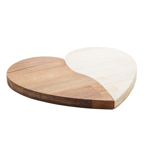 Encontraproduto.com.br - Tábua para Servir de Madeira Teca e Pinus Coração 33cm x 29cm x 2cm - Wolff Craft