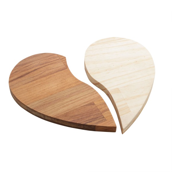 Encontraproduto.com.br - Tábua para Servir de Madeira Teca e Pinus Coração 33cm x 29cm x 2cm - Wolff Craft