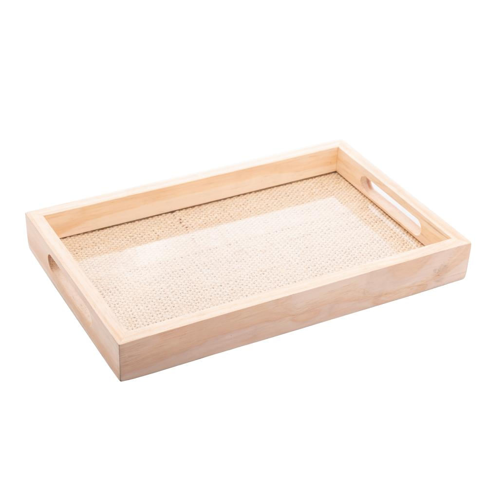 Bandeja de Madeira com Sisal Pinus 38cm
