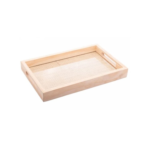 Encontraproduto.com.br - Bandeja de Madeira com Sisal Pinus 38cm