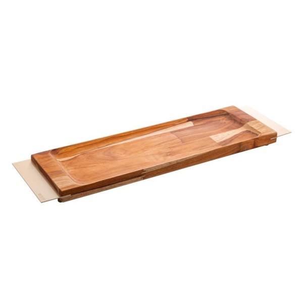 Encontraproduto.com.br - Tábua Para Servir de Madeira Com Inox Champanhe 46x13x3,5cm