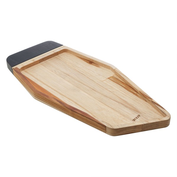 Encontraproduto.com.br - Petisqueira de Madeira com Friso Teca Vermont Black 40cm x 18cm x 2cm - Wolff Craft