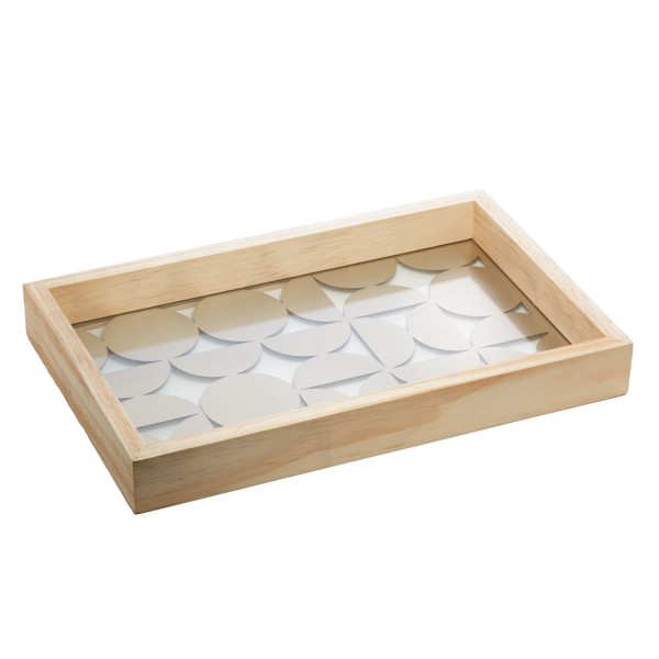 Encontraproduto.com.br - Bandeja de Madeira com Fundo de Vidro Pinus 47cm