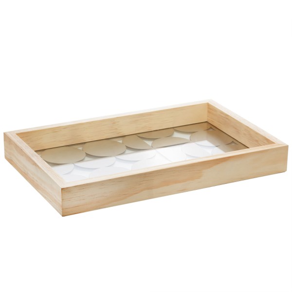 Encontraproduto.com.br - Bandeja de Madeira com Fundo de Vidro Pinus 47cm