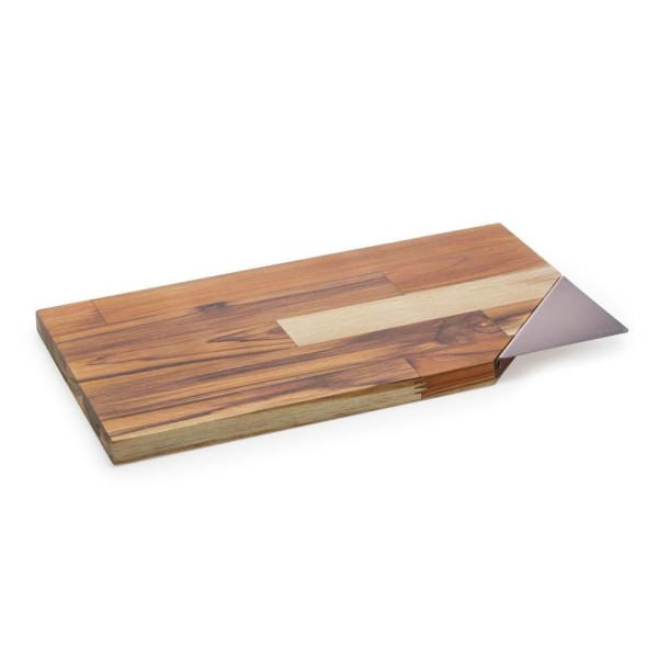 Encontraproduto.com.br - Tábua para Servir de Madeira com Alça de Cobre Teca 40cm x 23cm x 2cm - Wolff Craft
