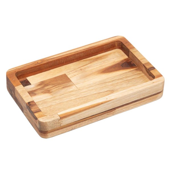 Encontraproduto.com.br - Tábua com Função de Bandeja de Madeira Teca Barbecue 45cm x 30cm x 4cm - Wolff Craft