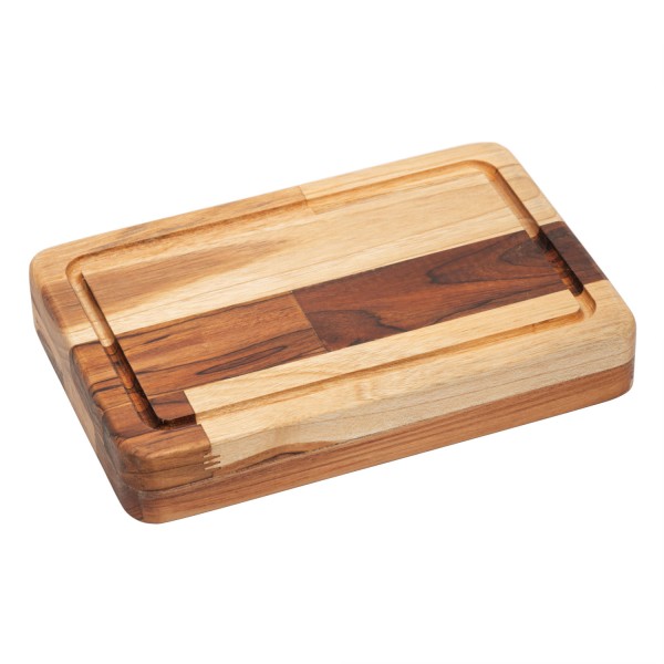 Encontraproduto.com.br - Tábua com Função de Bandeja de Madeira Teca Barbecue 45cm x 30cm x 4cm - Wolff Craft