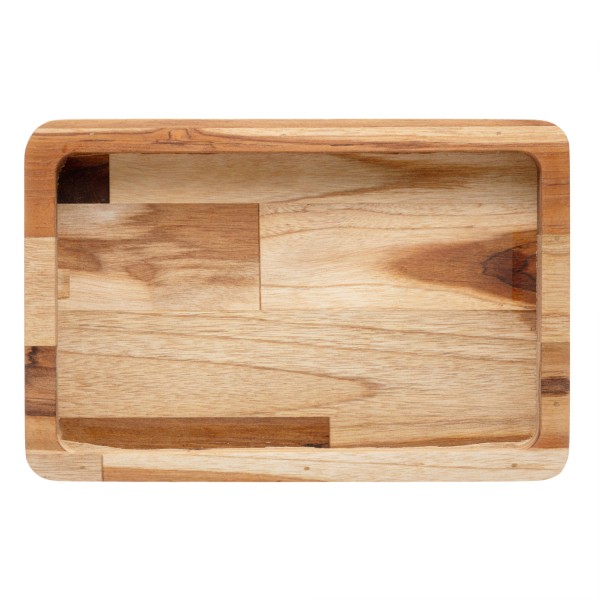 Encontraproduto.com.br - Tábua com Função de Bandeja de Madeira Teca Barbecue 45cm x 30cm x 4cm - Wolff Craft
